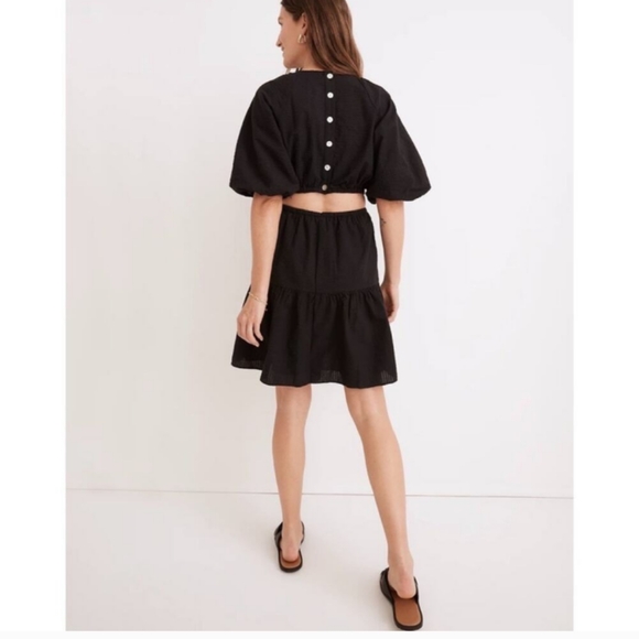 MADEWELL Seersucker Puff Sleeve Cutout Dress - Picture 3 of 13